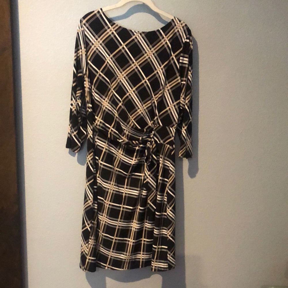 Ann Taylor Black and White Sheath Dress with Tie Front EUC